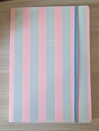 Quaderno a righe rosa e grigio