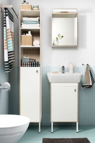 ESPEJO BLANCO MADERA, CON ESTANTE