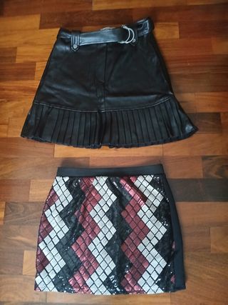 Falda negra con volantes y falda de lentejuelas