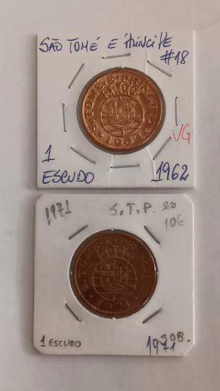 2 Moedas 1 Escudo S. Tomé e Príncipe 1962 e 1971