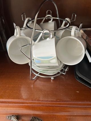 Juego de café con soporte 6 taza con plato