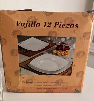 Vajilla 12 Piezas completa Porcelana Blanca