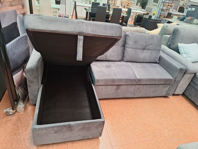 Sofá Cama Gris Terciopelo 215cm