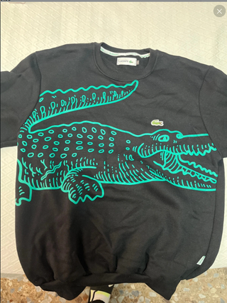Sudadera Lacoste Negra con Cocodrilo Verde