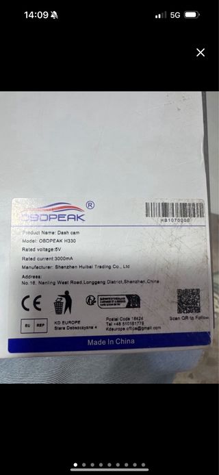 Dash cam OBDPEAK H330 5V