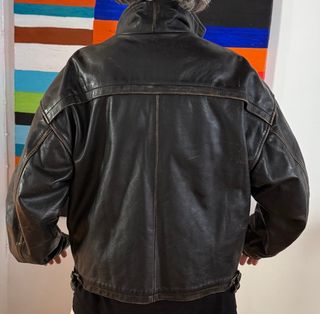 Chaqueta Piel Aviador Moto Unisex diseño años 90