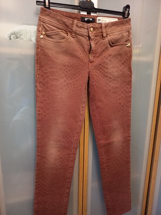 Jeans Just Cavalli marroni effetto pitone