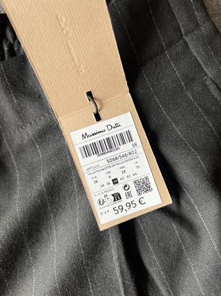 Pantalón Raya Diplomática Massimo Dutti Negro t.38