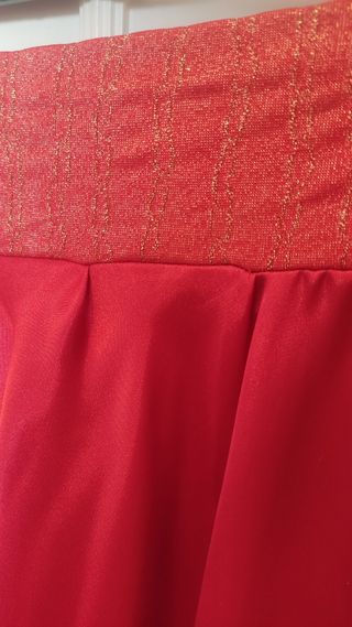Falda danza del vientre roja con cintura brillante