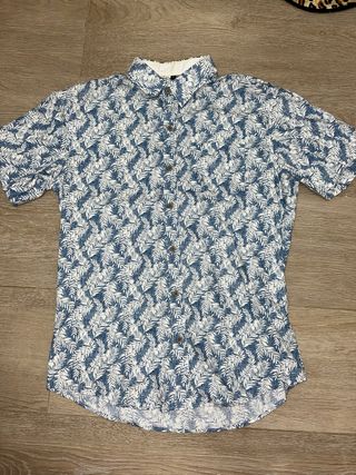 Camisa manga corta azul y blanca Talla S