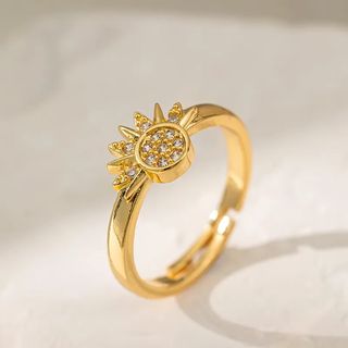 Anillo Sol y Luna Chapado Oro Ajustable