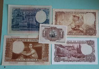 Lote 5 Billetes Antiguos España Pesetas