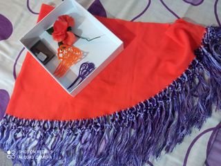 Traje Flamenco Gitana Morado Talla 38/40 con acces