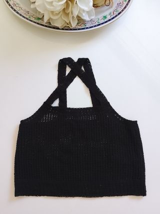 Top Massimo Dutti Crochet Negro