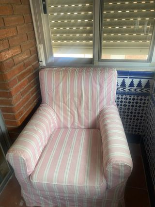 Sillón Vintage Rayas Rosas y Blancas