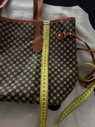 Bolso tote de cuadros marrón