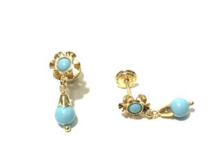 pendientes oro 18k con piedra con turquesa