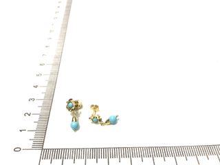 pendientes oro 18k con piedra con turquesa