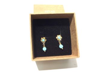 pendientes oro 18k con piedra con turquesa