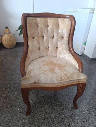 Silla tocador antigua de madera