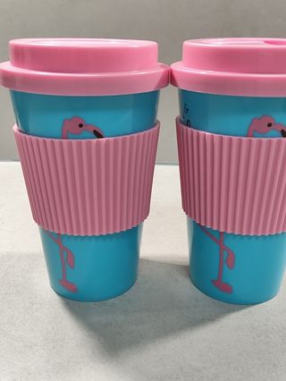 2 Vasos Termo Flamenco Rosa y Azul