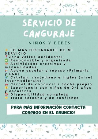 SERVICIO DE CANGURAJE / NIÑERA EN BARCELONA