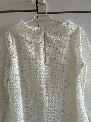 Camisa Massimo Dutti Crochet Blanca Talla M