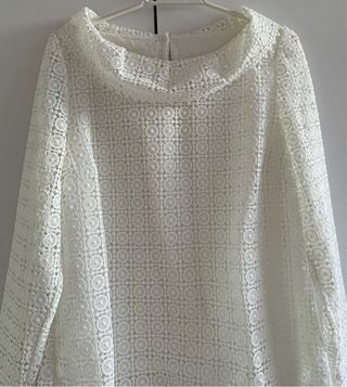Camisa Massimo Dutti Crochet Blanca Talla M