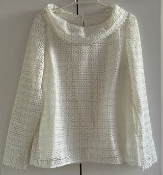 Camisa Massimo Dutti Crochet Blanca Talla M