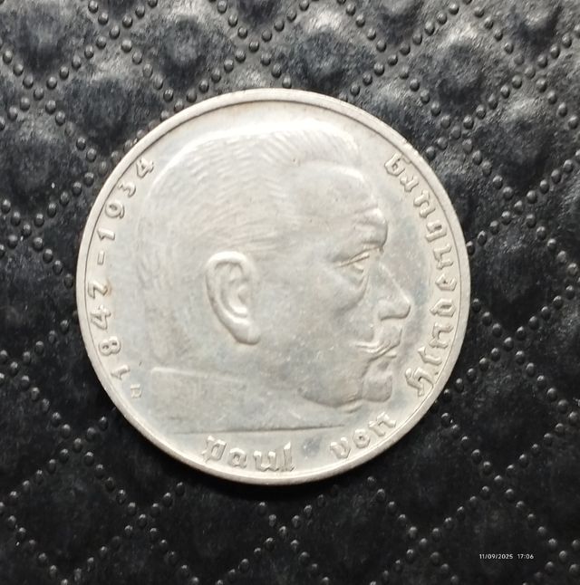 Moneda 2 Reichsmark 1939 plata III Reich Alemania.