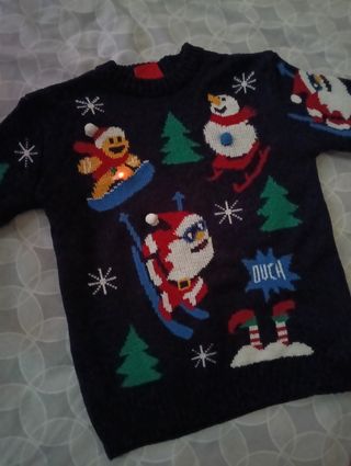 Jersey Navideño Negro con músic para niño niña