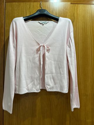 Chaqueta punto fino color rosa