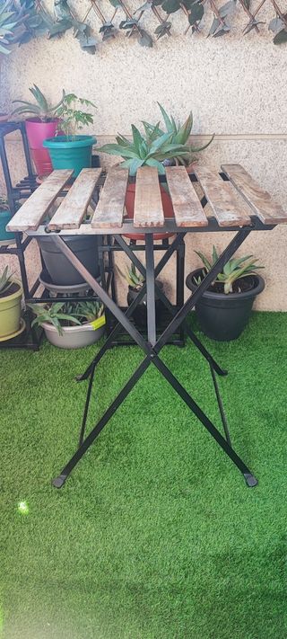 Mesa de jardín plegable Ikea madera y metal