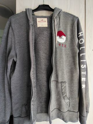 Sudadera Hollister Gris con Cremallera talla M