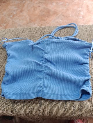 Top Zara Azul Fruncido