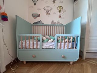 Culla/Lettino evolutivo blu con cassetto 60x120 cm