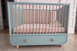 Culla/Lettino evolutivo blu con cassetto 60x120 cm