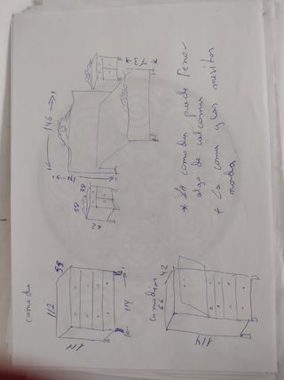 Cómoda de madera con tapa de mármol
