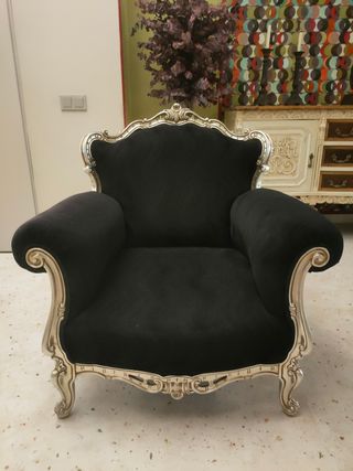 Butaca Luis XV Negra y Plateada