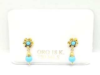 pendientes oro 18k con piedra con cuarzo