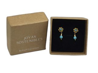pendientes oro 18k con piedra con cuarzo