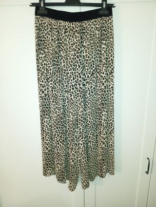 Falda pantalón midi plisada animal print