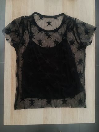 Camiseta transparente estrellas M