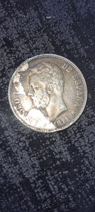 Moneda 5 Pesetas Amadeo I 1871 España