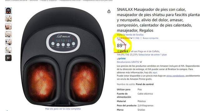 Masajeador de pies con calor SNAILAX SLY-527EU