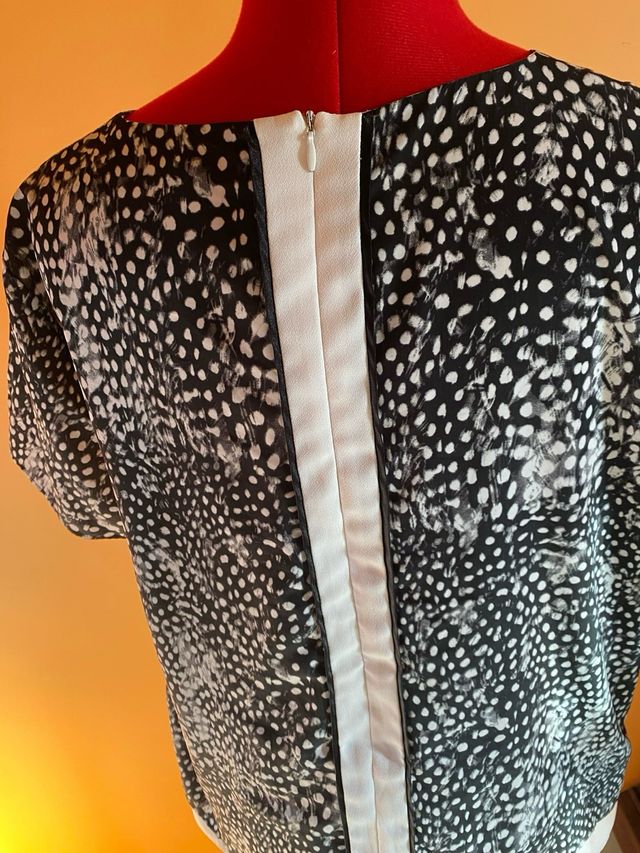 Blusa Anisette fantasia bianco/nero