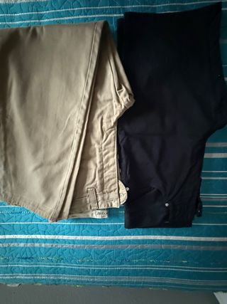 Lote de 2 pantalones beige y negro