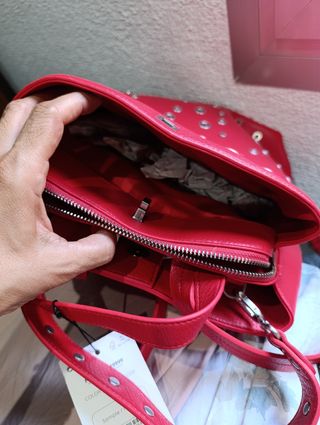 Mochila Desigual Roja Grande con Tachuelas
