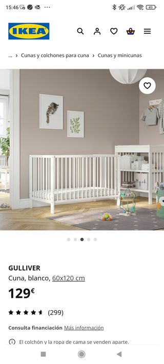 Conjunto cuna Gulliver Ikea y colchón