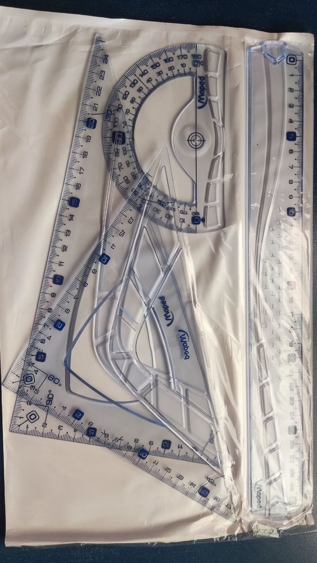 Set de geometría Maped: escuadra, cartabón y regla